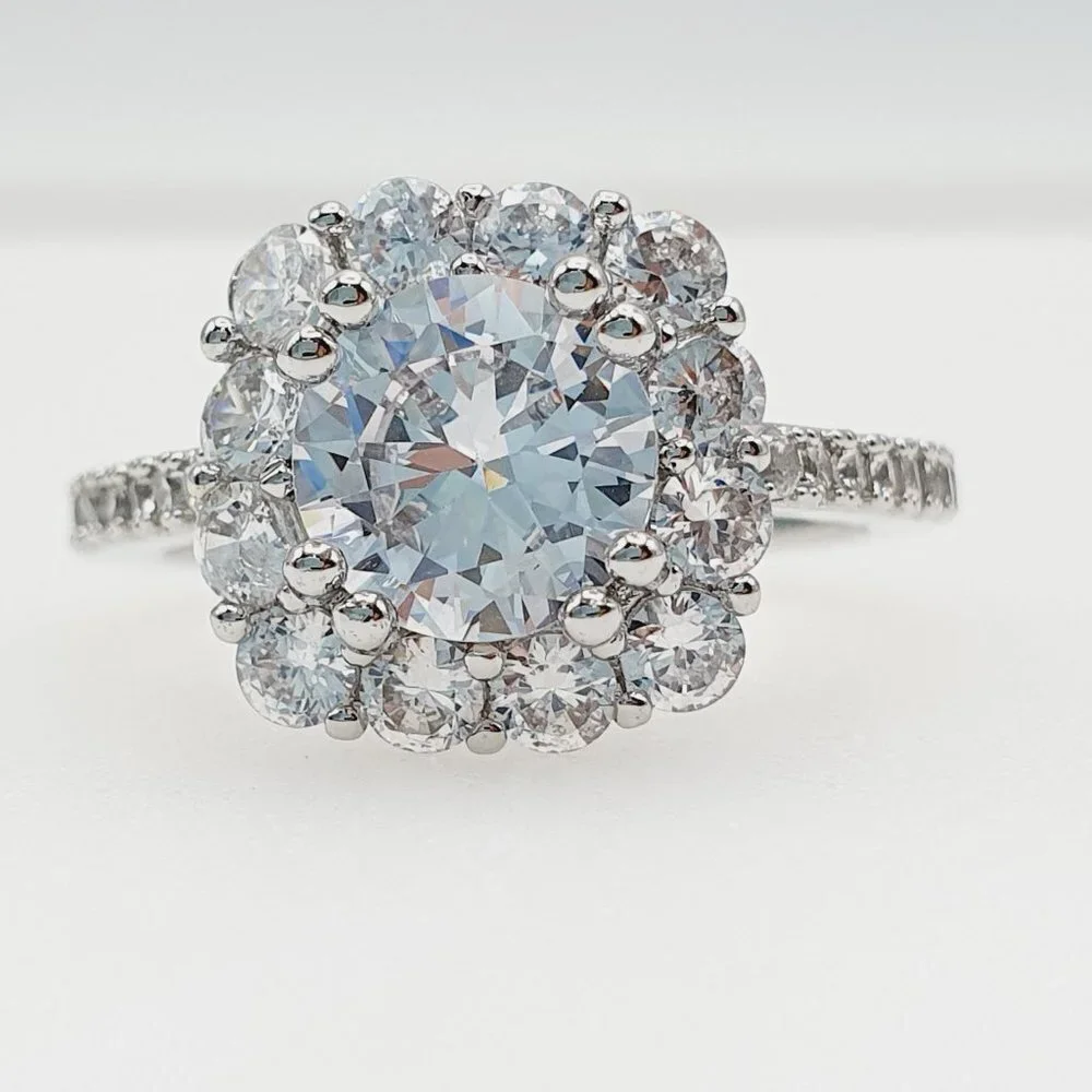 💞925 Silver Plated Round Radiant White CZ Noble Spirit Ring, GPMB1430